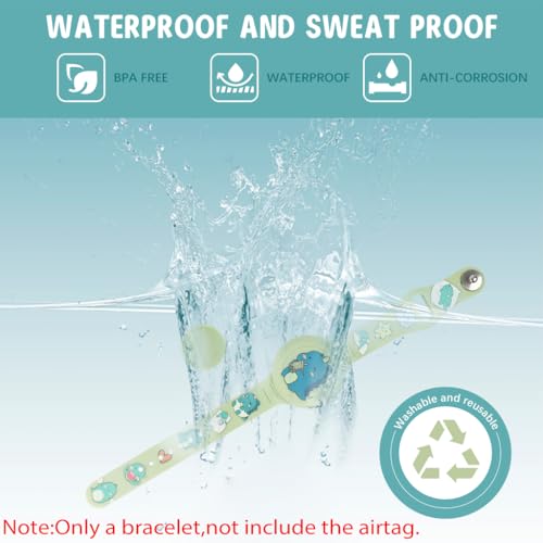 ZORBES® Kids Airtag Bracelet Cartoon Dino Silicone Wristband 9 Inches Adjustable Anti-Lost Waterproof Full Cover Protection for Air Tag Green 2PCS ZORBES® Kids Airtag Bracelet Cartoon Dino Silicone Wristband 9 Inches Adjustable Anti-Lost Waterproof Full Cover Protection for Air Tag Green 2PCS